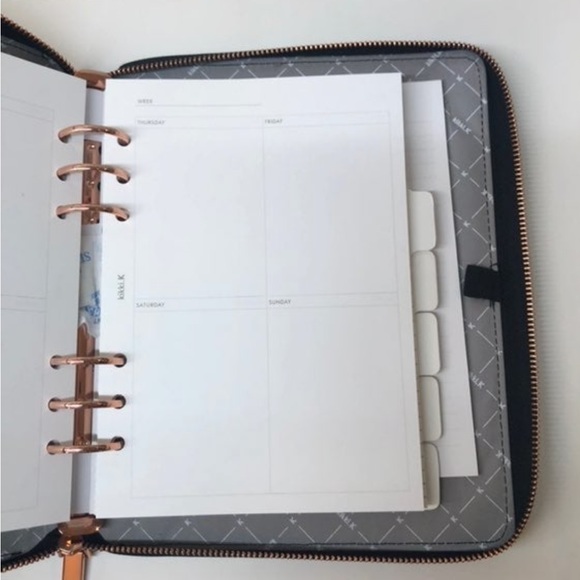 Kikki.K A5 Black Croco Leather Zippered Planner - Picture 8 of 11